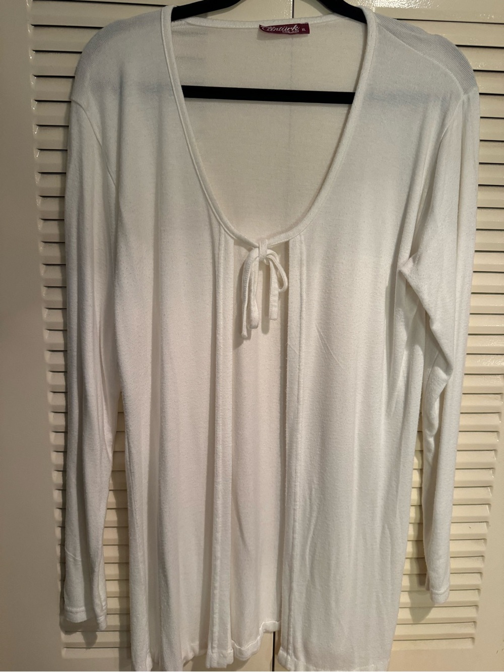 White Lightweight Cotton Blend Tie Front Cardigan | XL